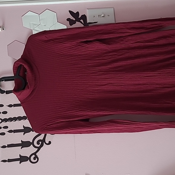 Funnel Neck Rib-knit Bodycon Dress - Picture 2 of 3